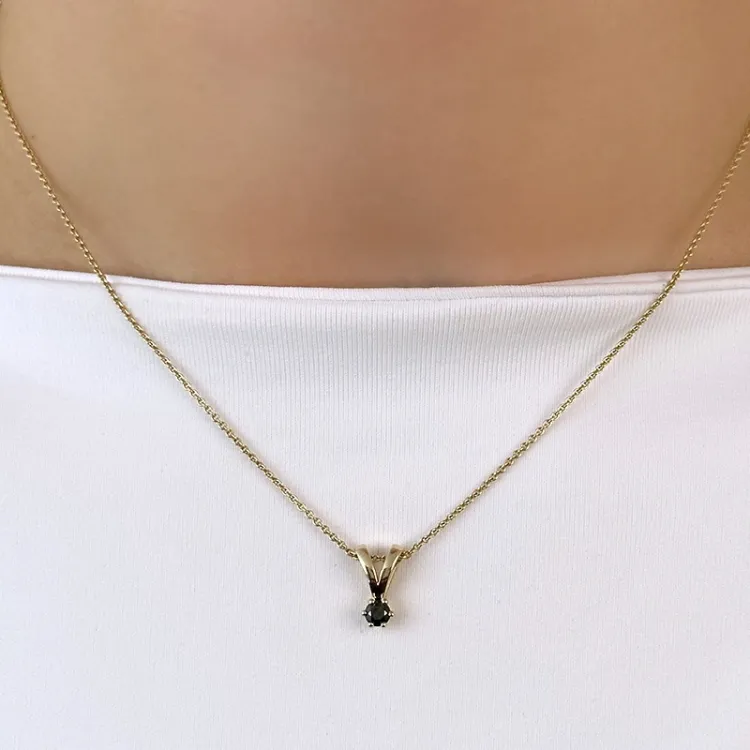0,15 ct zwart diamant solitaire hanger in 14 caraat goud 0,15 ct