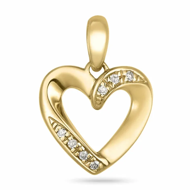 hart diamant hanger in 14 caraat goud 0,03 ct