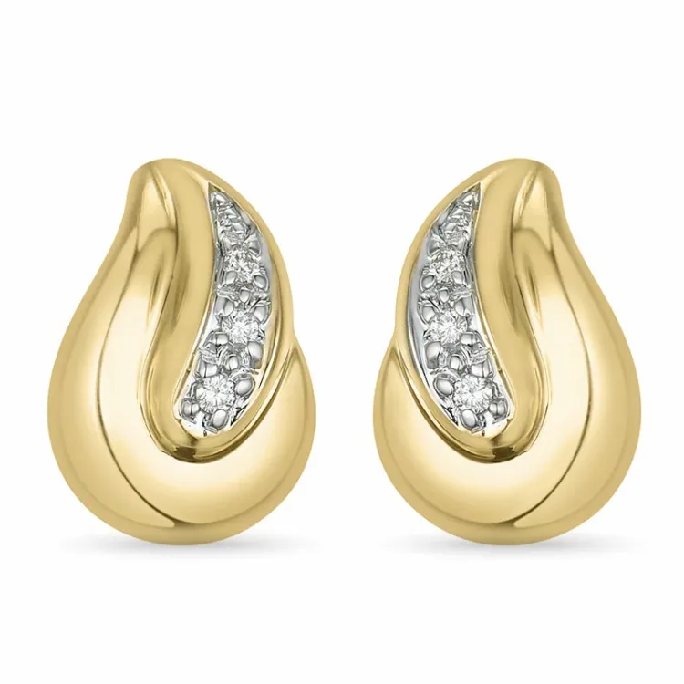 druppel diamant oorsteker in 14 karaat goud en witgoud met diamant