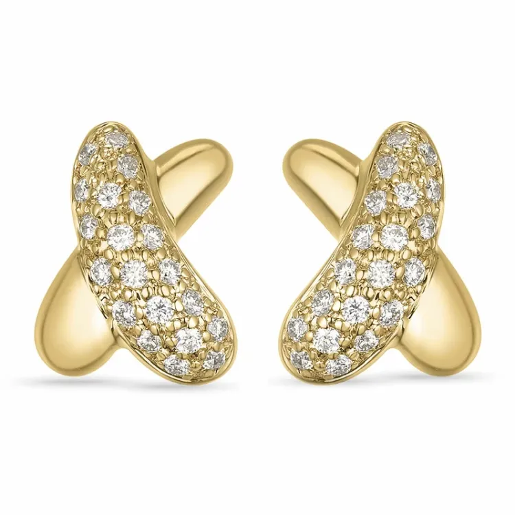 briljant oorbellen in 14 karaat goud met diamant