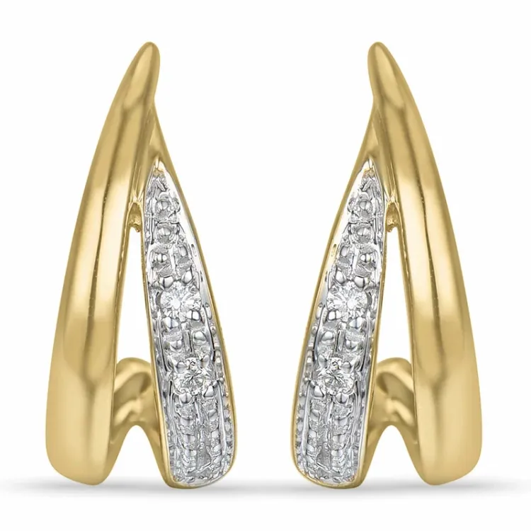 briljant oorbellen in 14 karaat goud en witgoud met diamant 