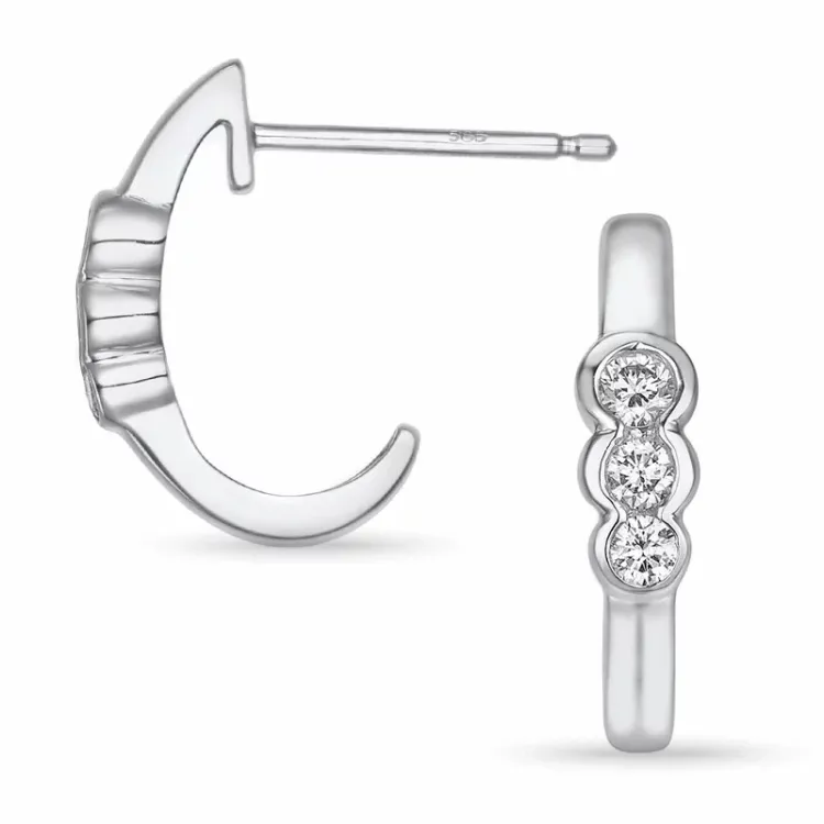 diamant halfcreool in 14 karaat witgoud met diamant