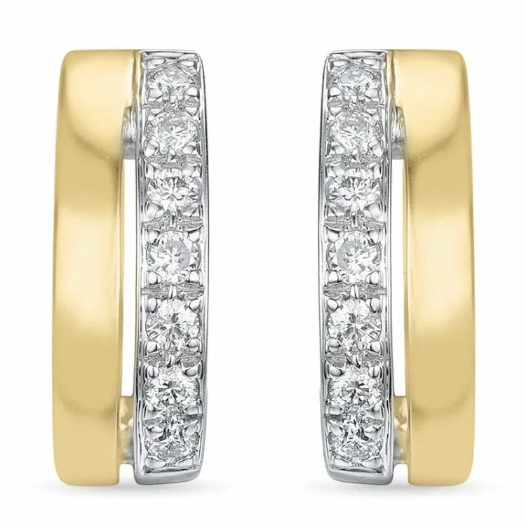 vierkant diamant oorbellen in 14 karaat goud en witgoud met diamant