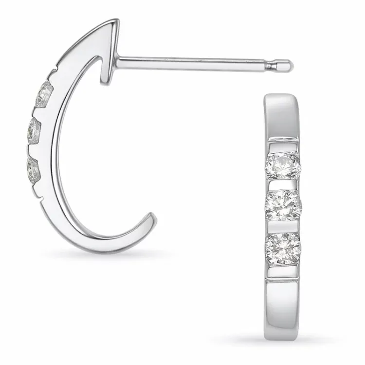 diamant halfcreool in 14 karaat witgoud met diamant