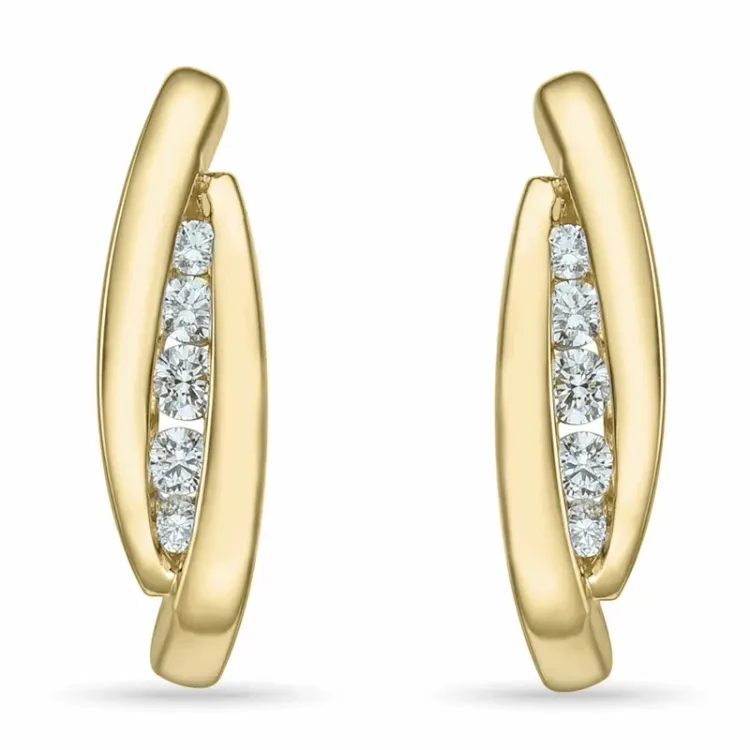 diamant oorbellen in 14 karaat goud met diamant