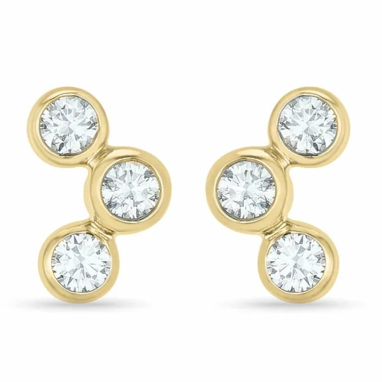 rond diamant oorsteker in 14 karaat goud met diamant