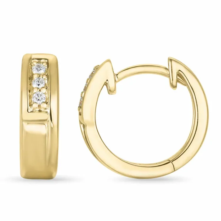14 mm diamant creool in 14 karaat goud met diamant