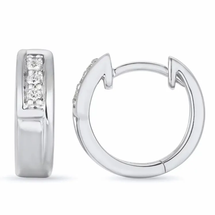14 mm diamant creool in 14 karaat witgoud met diamant