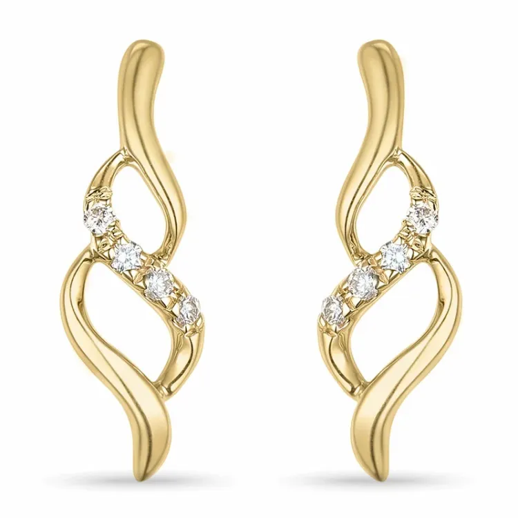 diamant oorbellen in 14 karaat goud met diamant