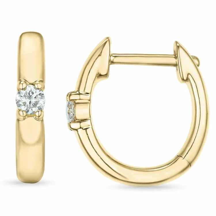 12 mm diamant creool in 14 karaat goud met diamant