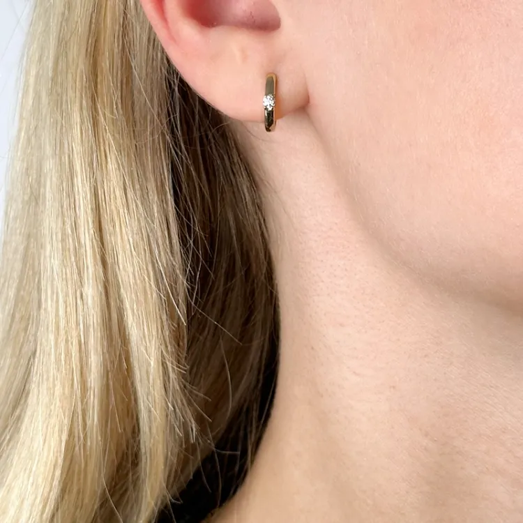 12 mm diamant creool in 14 karaat goud met diamant