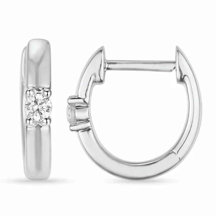 11 mm diamant creool in 14 karaat witgoud met diamant