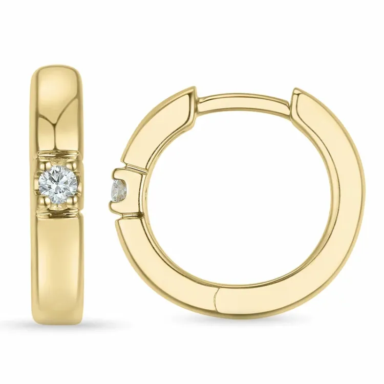 13 mm diamant creool in 14 karaat goud met diamant