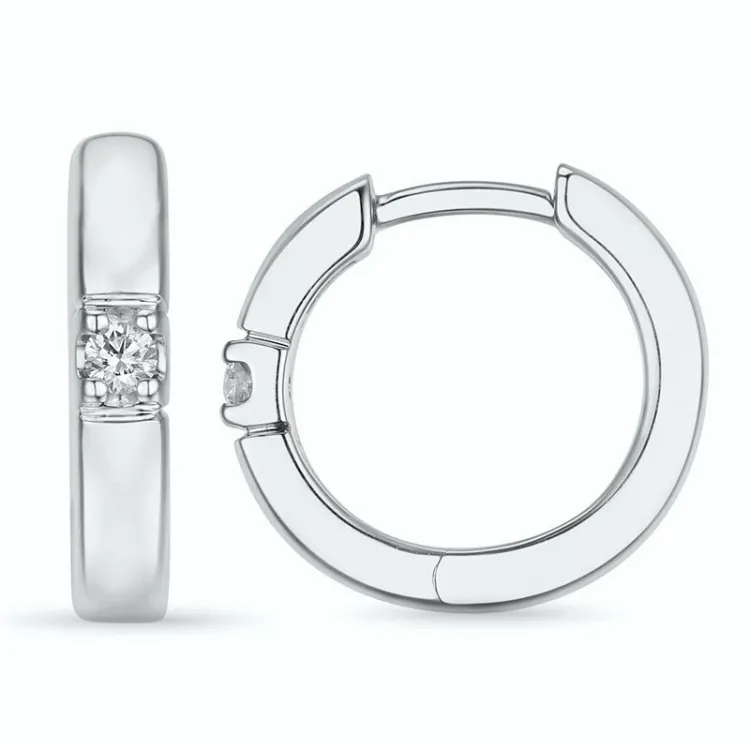 13 mm diamant creool in 14 karaat witgoud met diamant