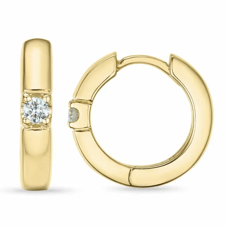 14 mm diamant creool in 14 karaat goud met diamant