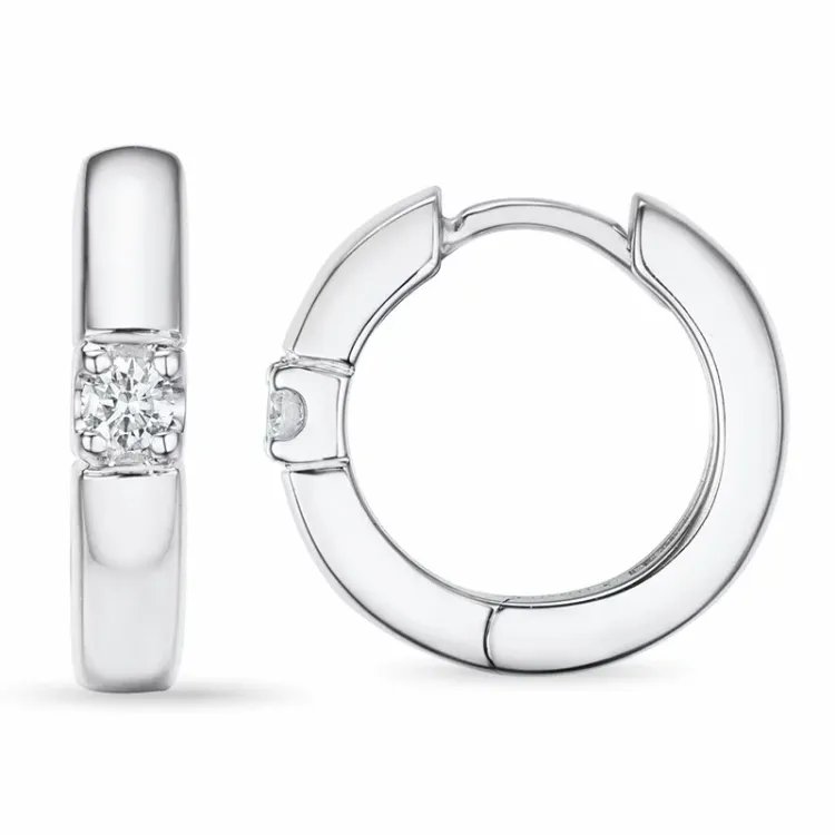 14 mm diamant creool in 14 karaat witgoud met diamant