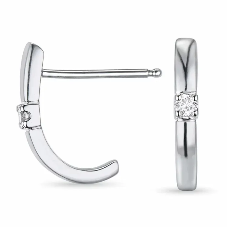 diamant halfcreool in 14 karaat witgoud met diamant 