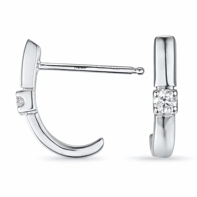 diamant halfcreool in 14 karaat witgoud met diamant