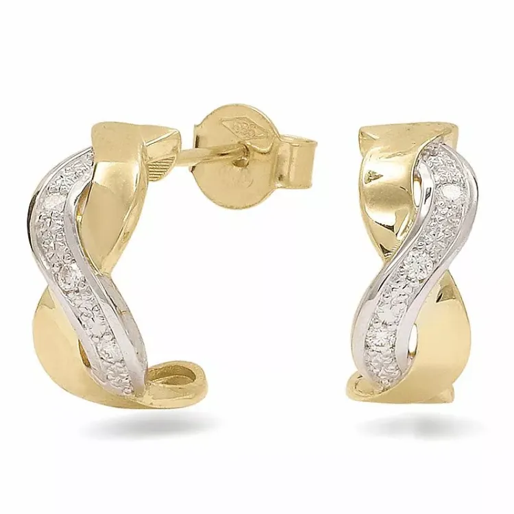 diamant halfcreool in 14 karaat goud met rodium met diamant