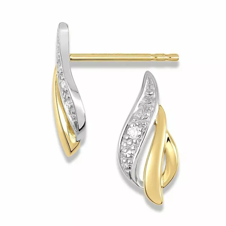 diamant oorbellen in 14 karaat goud met rodium met diamant