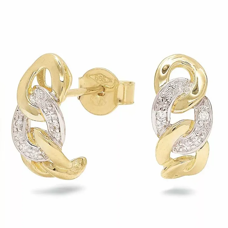 Panzer diamant halfcreool in 14 karaat goud met rodium met diamant