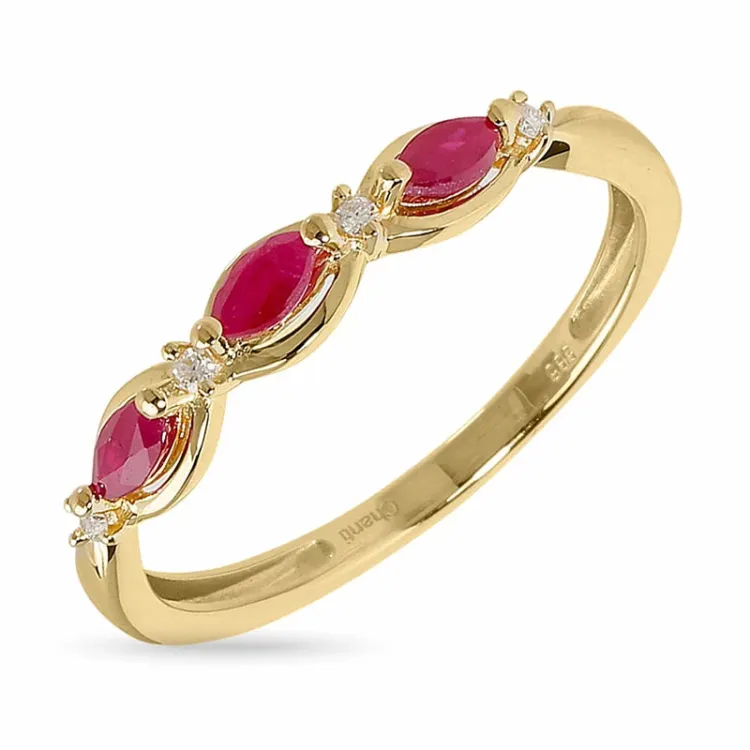 robijn ring in 14 karaat goud  0,032 ct