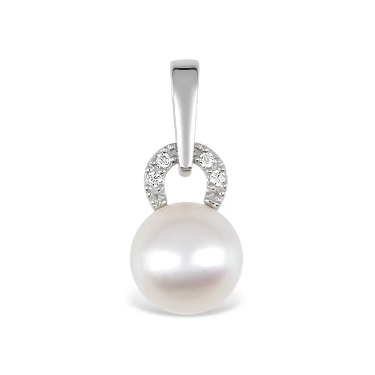 witte parel hanger in 14 karaat witgoud