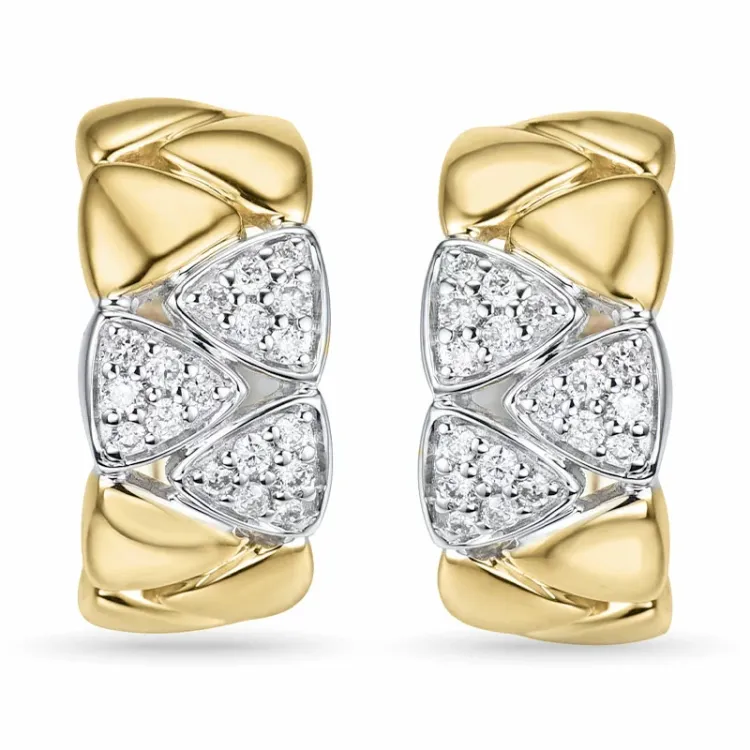 vierkant diamant oorbellen in 14 karaat goud en witgoud met diamant 
