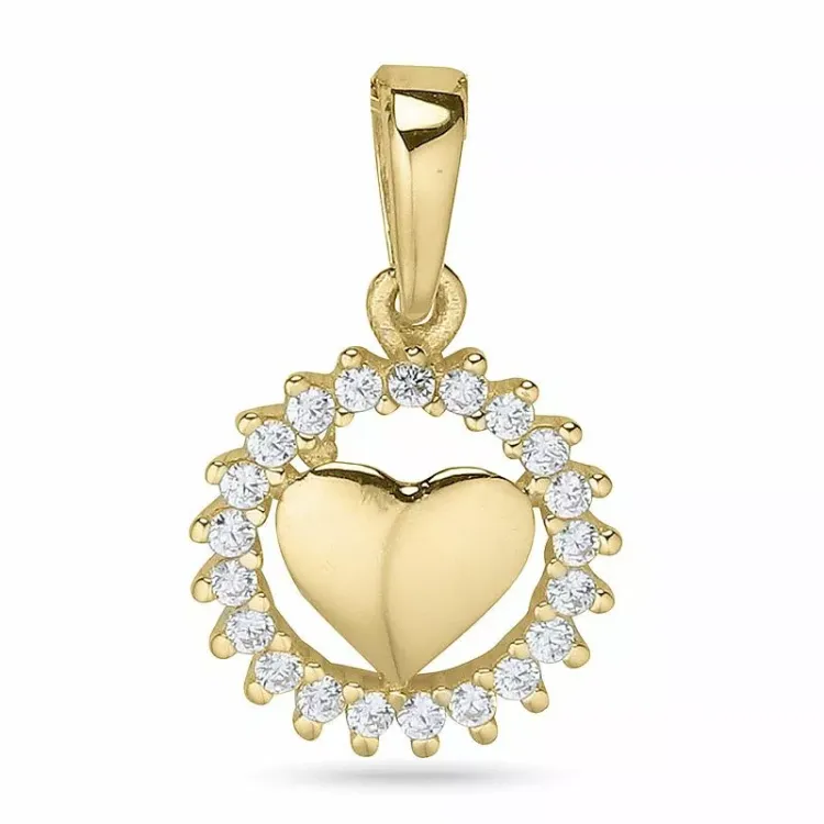 Rond hart hanger in 9 karaat goud
