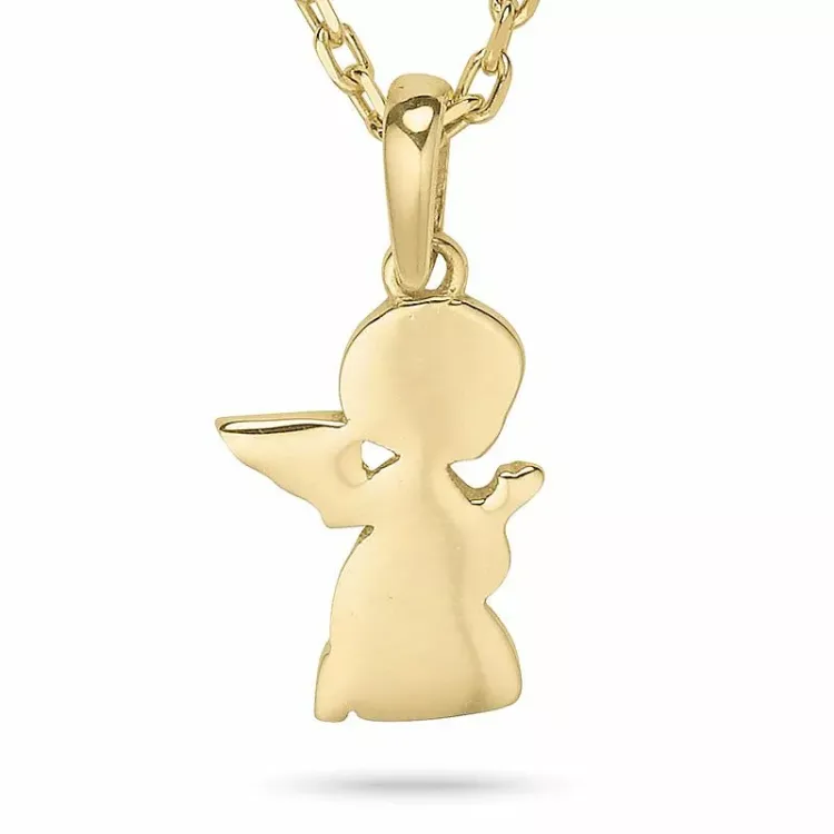 Engel ketting in verguld sterlingzilver met hanger in 9 karaat goud