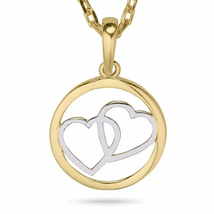 Hart ketting in verguld sterlingzilver met hanger in 9 karaat goud