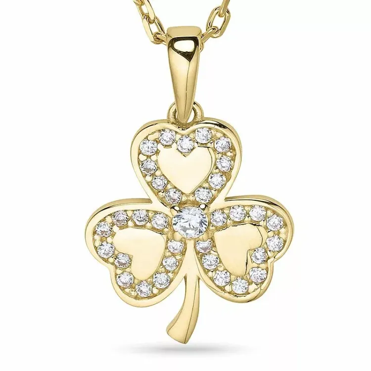 Ketting in verguld sterlingzilver met hanger in 9 karaat goud