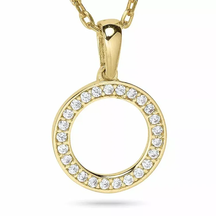 Rond ketting in verguld sterlingzilver met hanger in 9 karaat goud
