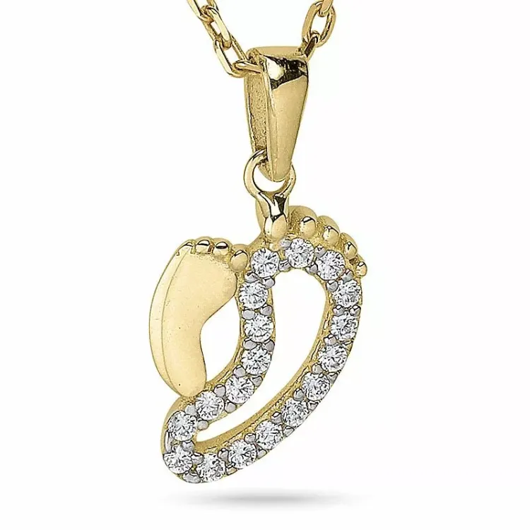 Hart ketting in verguld sterlingzilver met hanger in 9 karaat goud