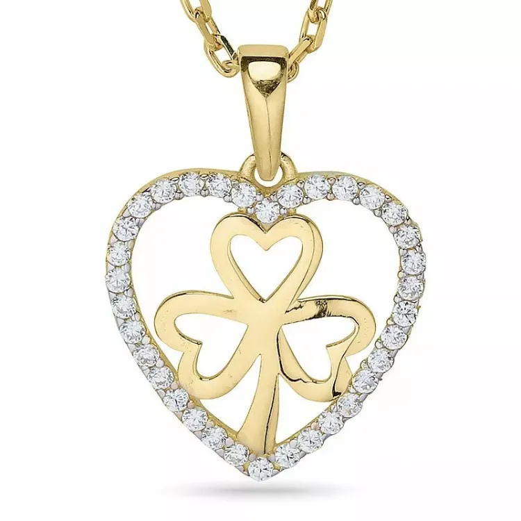 Hart ketting in verguld sterlingzilver met hanger in 9 karaat goud