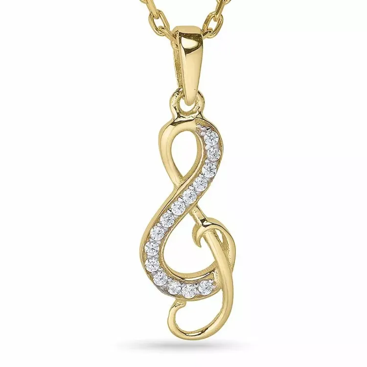 Oneindigheid ketting in verguld sterlingzilver met hanger in 9 karaat goud