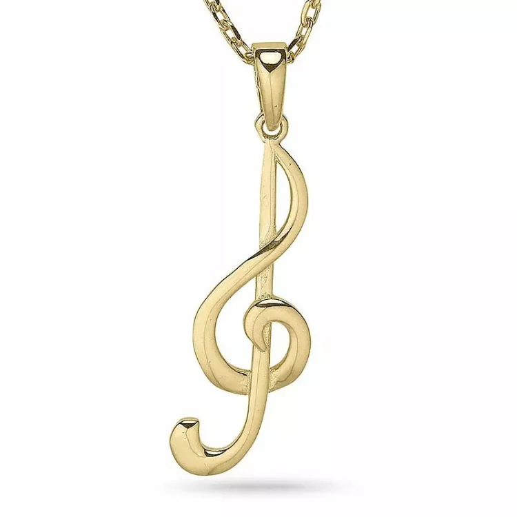 Sleutel ketting in verguld sterlingzilver met hanger in 9 karaat goud