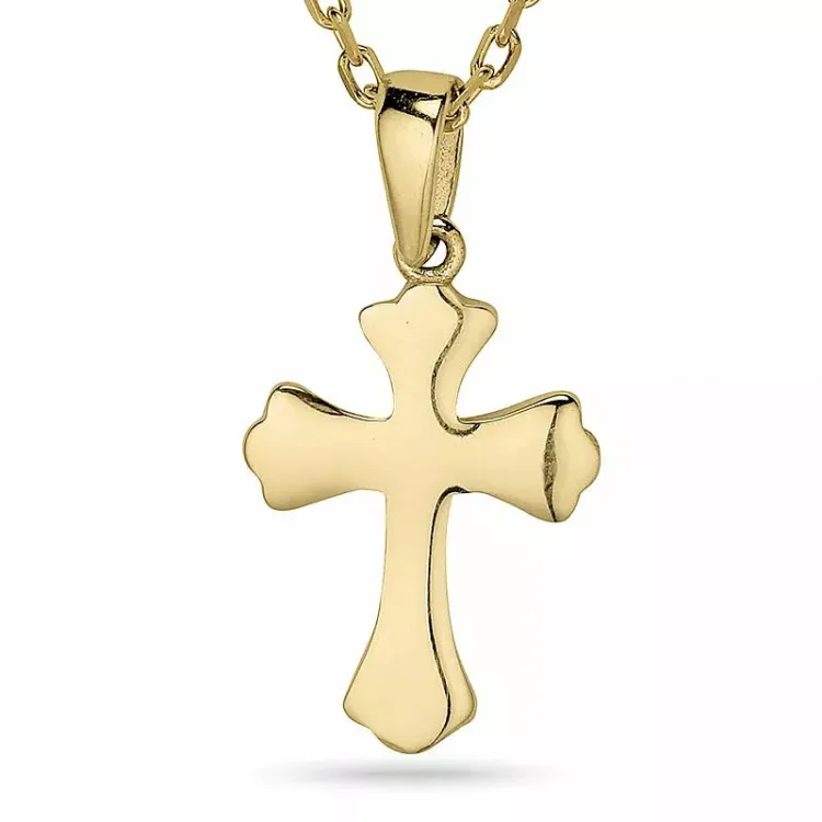 Kruis ketting in verguld sterlingzilver met hanger in 9 karaat goud