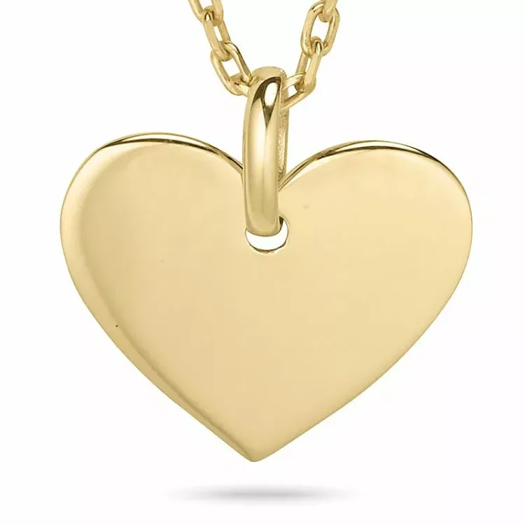 Hart ketting in verguld sterlingzilver met hanger in 9 karaat goud