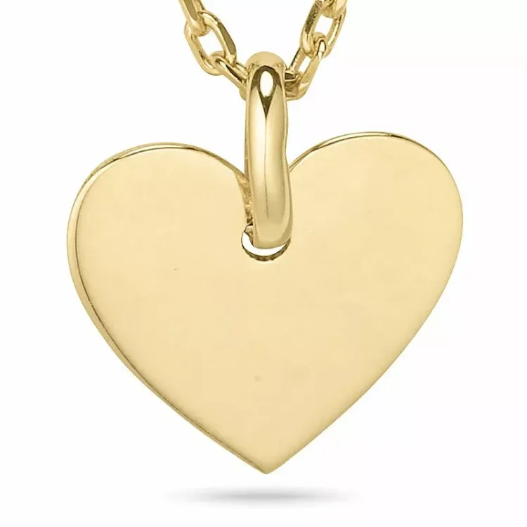 Hart ketting in verguld sterlingzilver met hanger in 9 karaat goud
