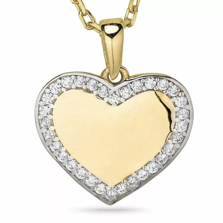 Hart ketting in verguld sterlingzilver met hanger in 9 karaat goud