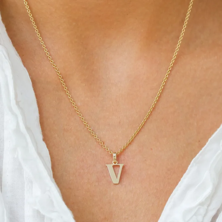 letter v hanger in 9 karaat goud - My Letter