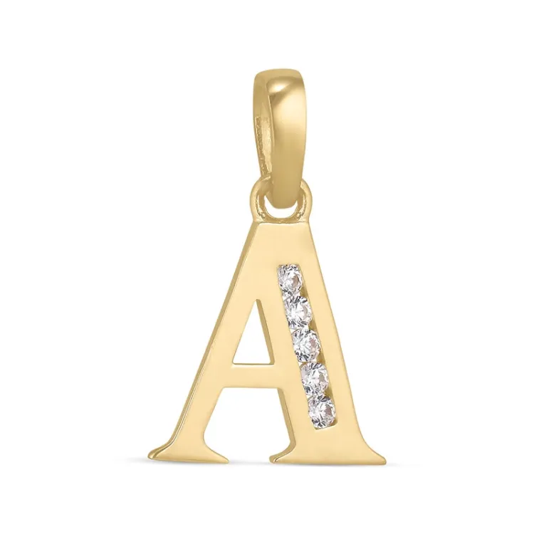 letter a zirkoon hanger in 9 karaat goud - My Letter