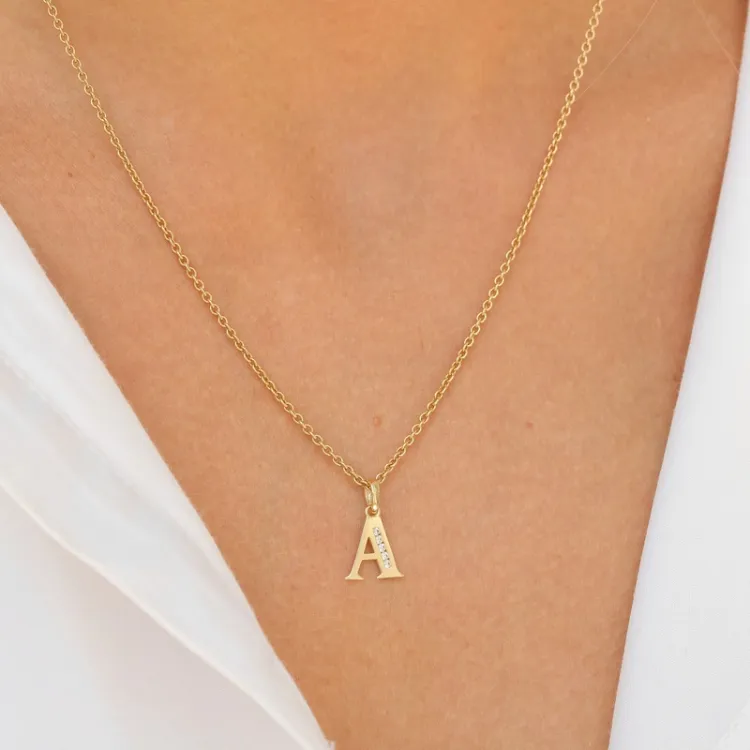 letter a zirkoon hanger in 9 karaat goud - My Letter