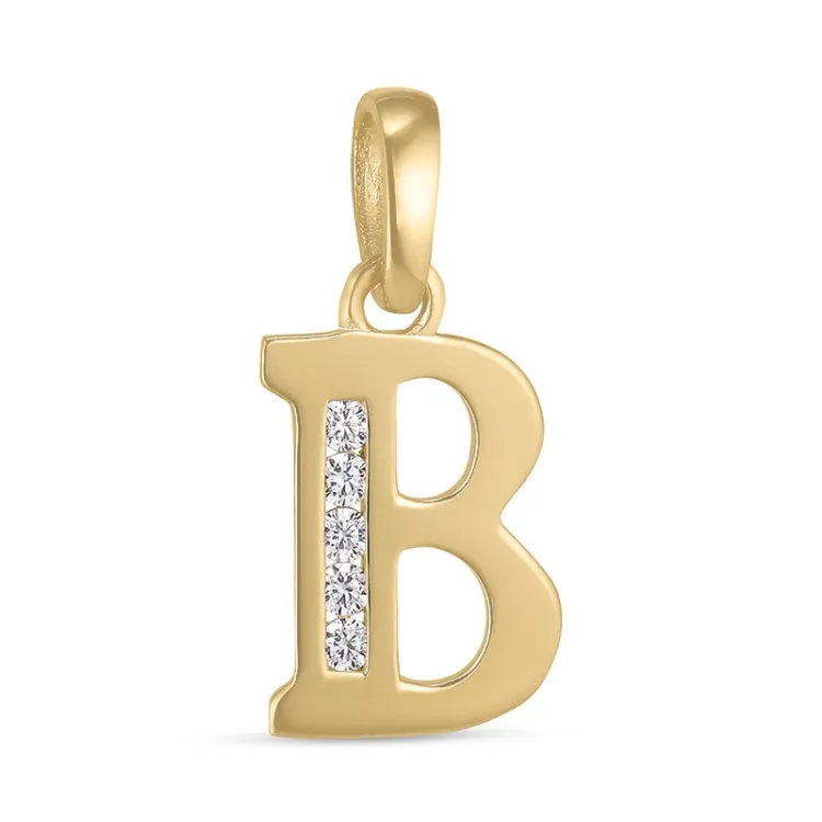 letter b zirkoon hanger in 9 karaat goud - My Letter