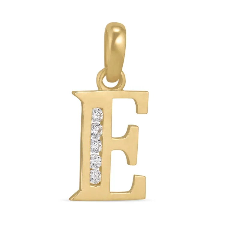 letter e zirkoon hanger in 9 karaat goud - My Letter