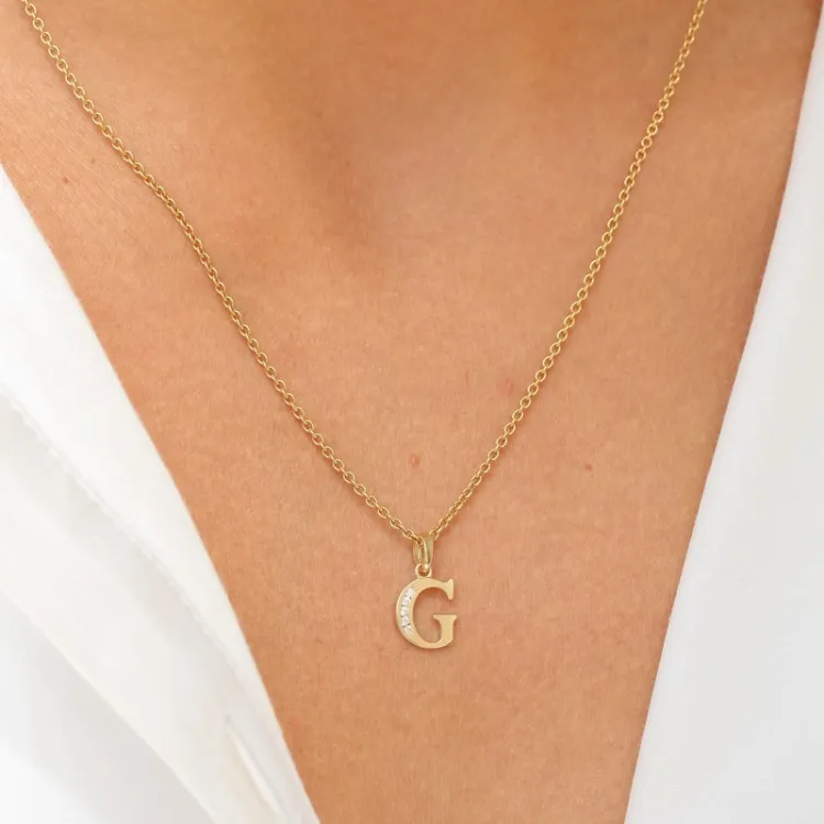 letter g zirkoon hanger in 9 karaat goud - My Letter