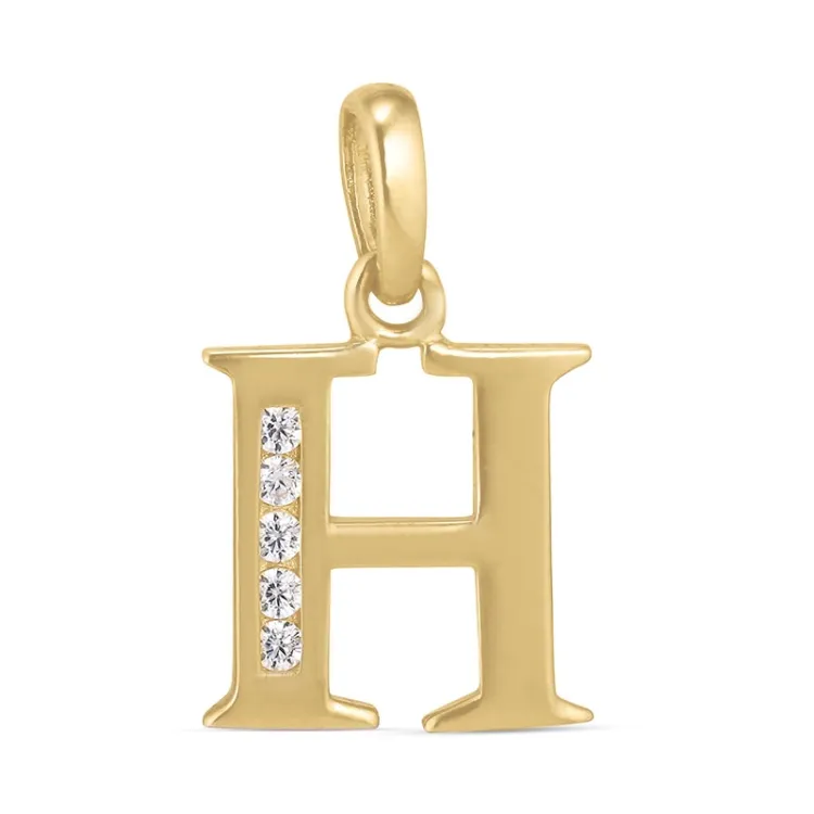 letter h zirkoon hanger in 9 karaat goud - My Letter