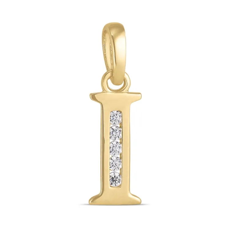letter i zirkoon hanger in 9 karaat goud - My Letter