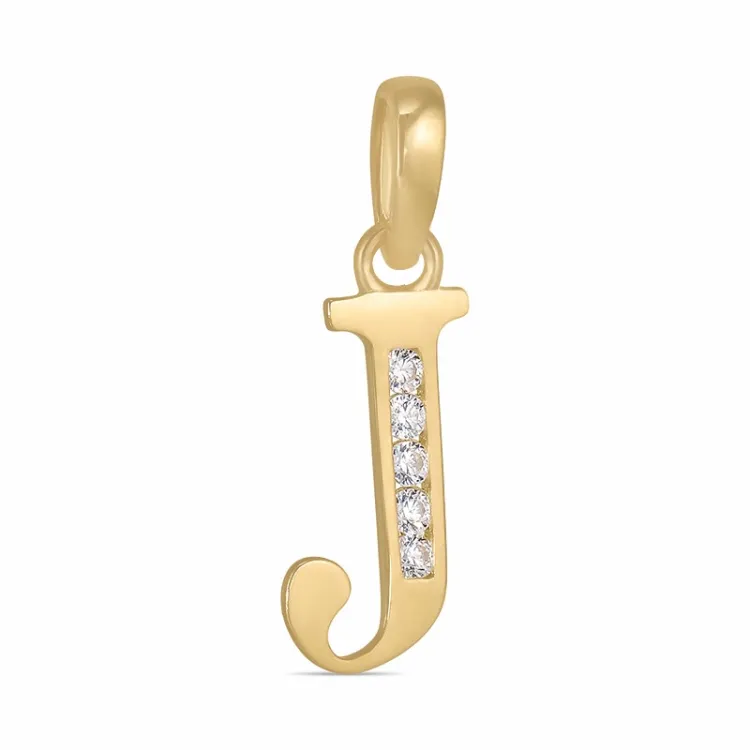 letter j zirkoon hanger in 9 karaat goud - My Letter